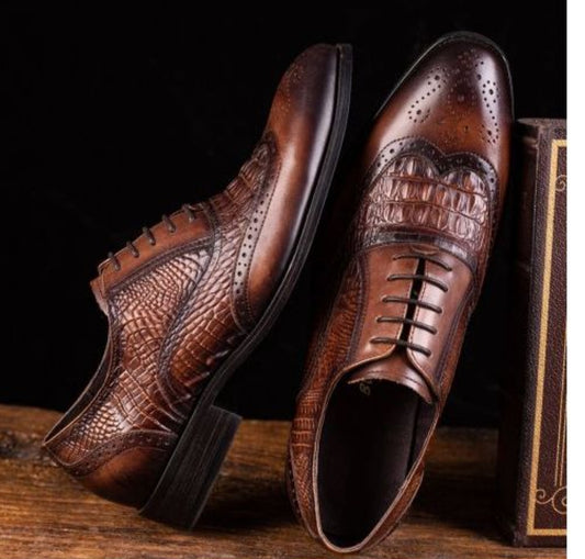 Men's Vintage Brown Oxford Slip-On Loafers – Formal Wedding & Corporate Shoes